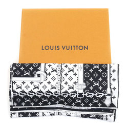 LOUIS VUITTON Monogram Confidential Muffler/Scarf White Black M77351 Bandana Women's