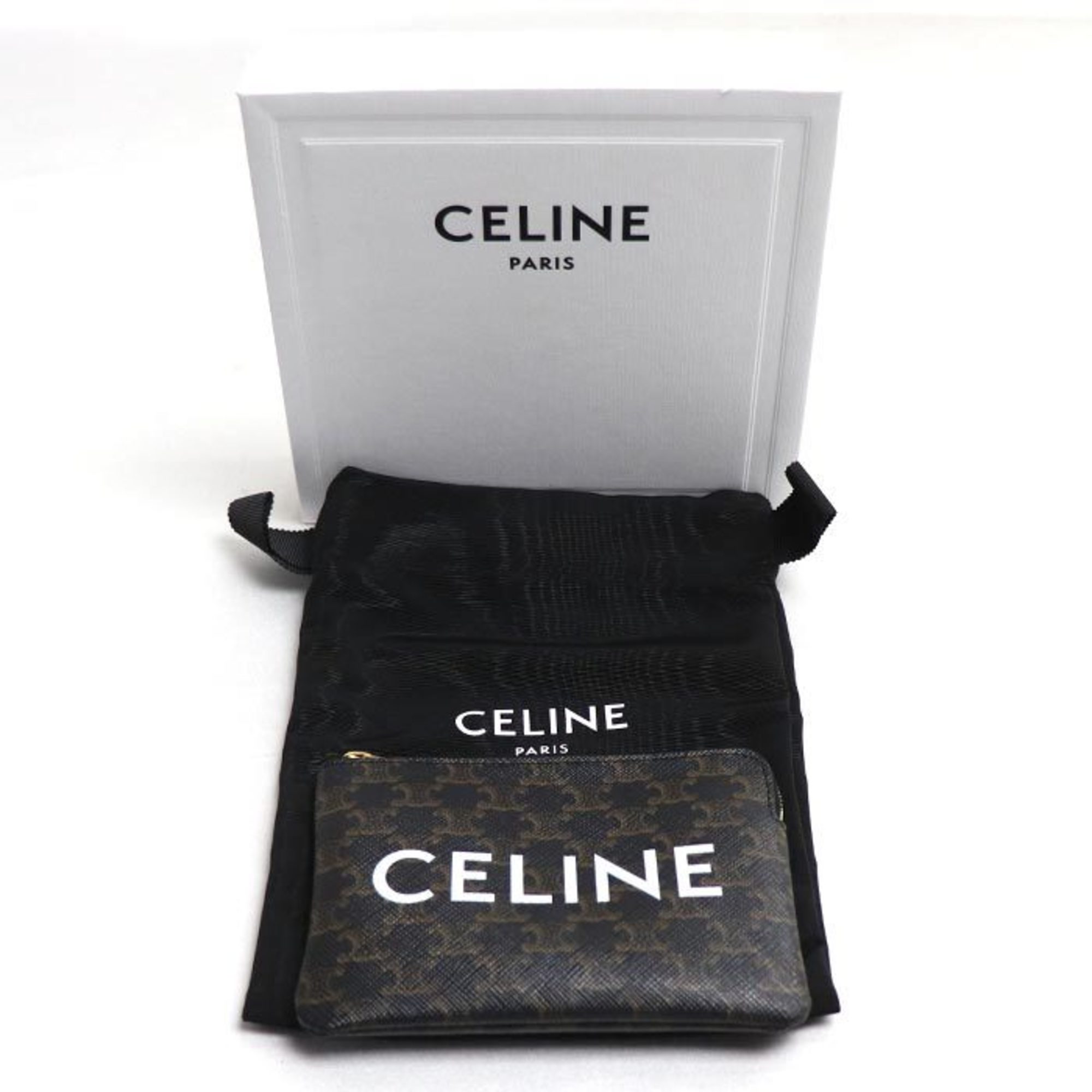 CELINE Triomphe Coin & Business Card Holder/Card Case Wallet/Coin Brown 10C662CA2.38NO Ladies