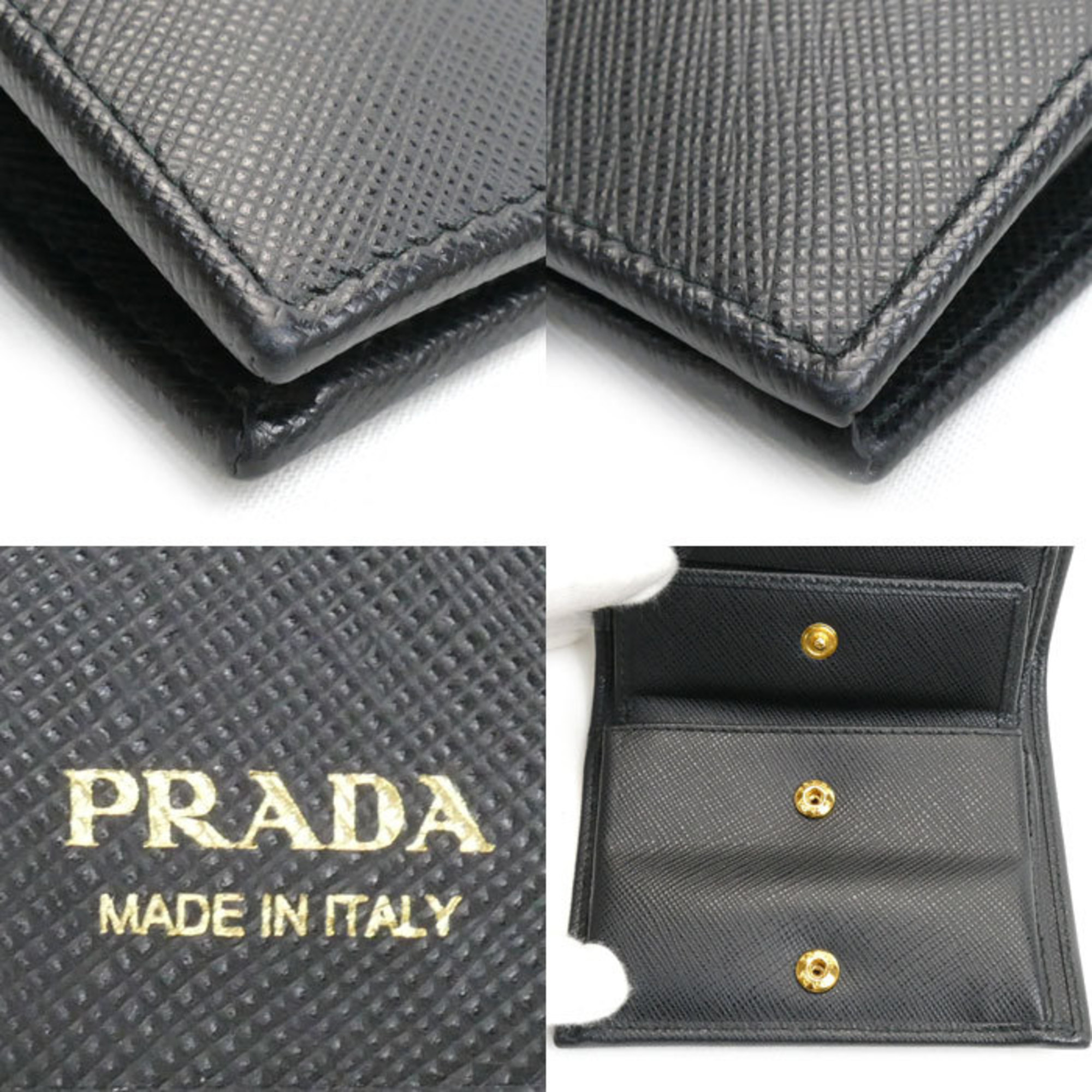 PRADA Saffiano Metal Bifold Wallet Black 1MV204 QWA F0002 Women's