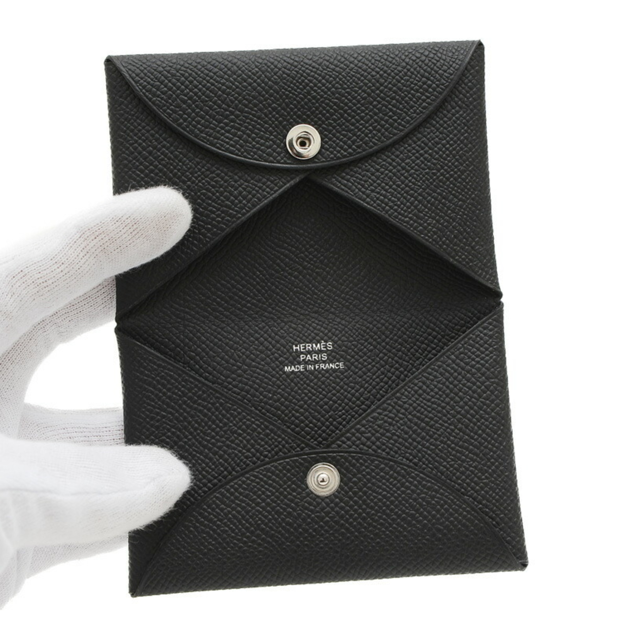 Hermes Calvi business card holder/card case Epson black B engraved