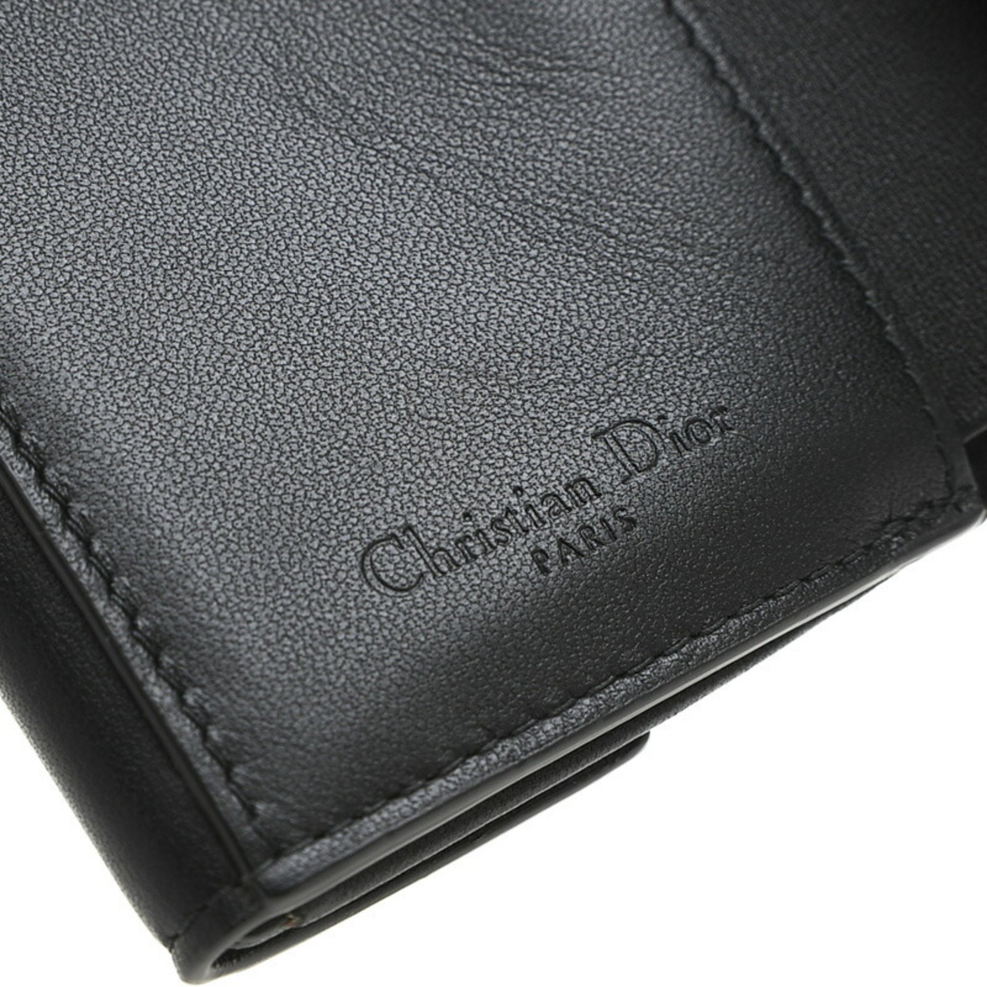 Christian Dior Dior Lady Cannage Lotus Wallet Trifold Lambskin Black