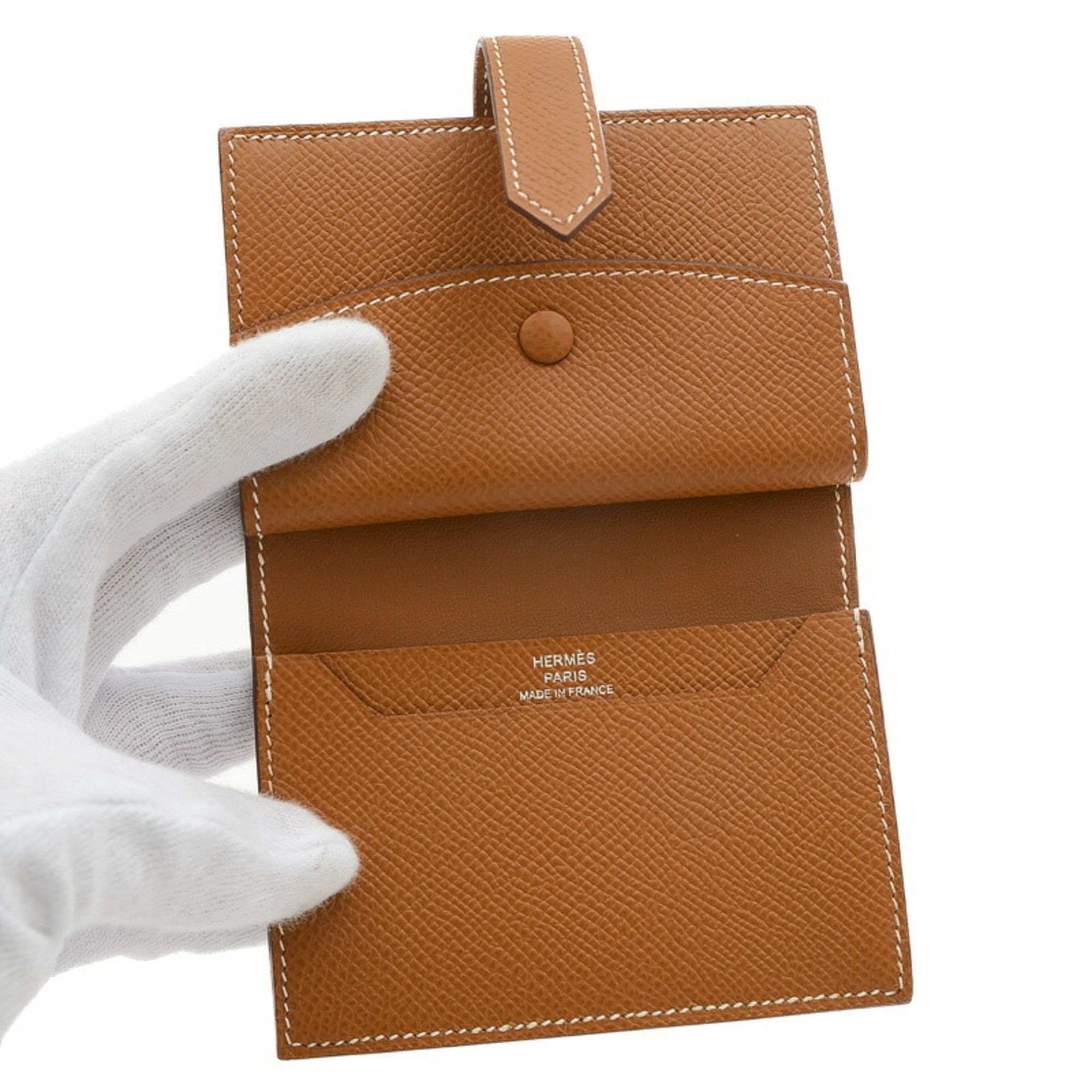 Hermes Bearn Bifold Wallet Wallet/Coin Case Epson Gold U Engraved