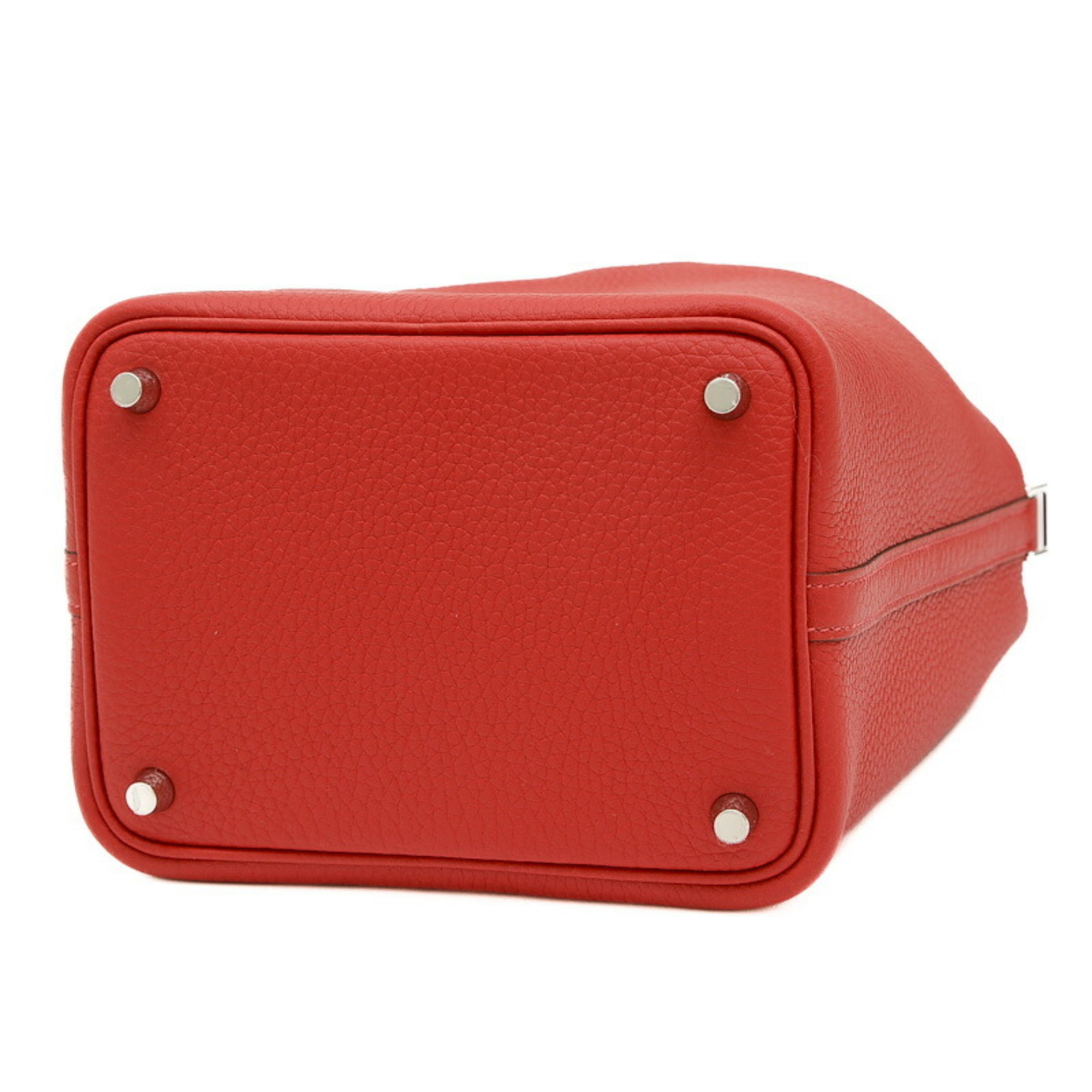 Hermes Picotin Lock PM 18 Handbag Taurillon Clemence Rouge Cazac B engraved