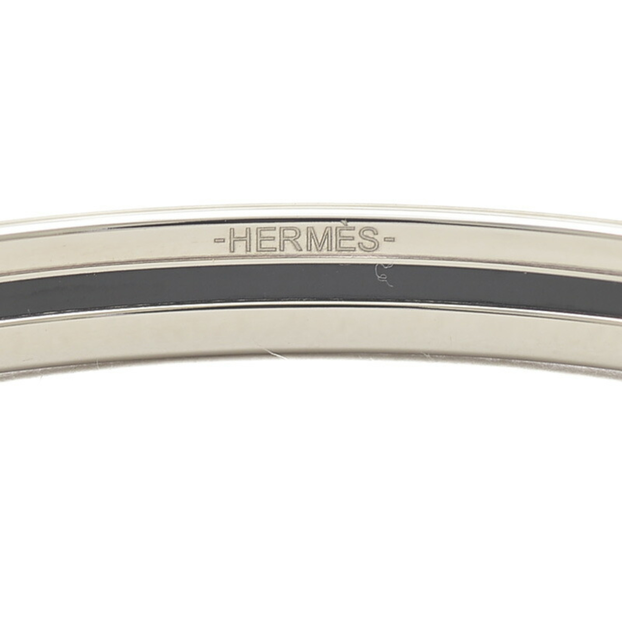 Hermes Enamel Bracelet Bangle Carte Ajoue Silver White