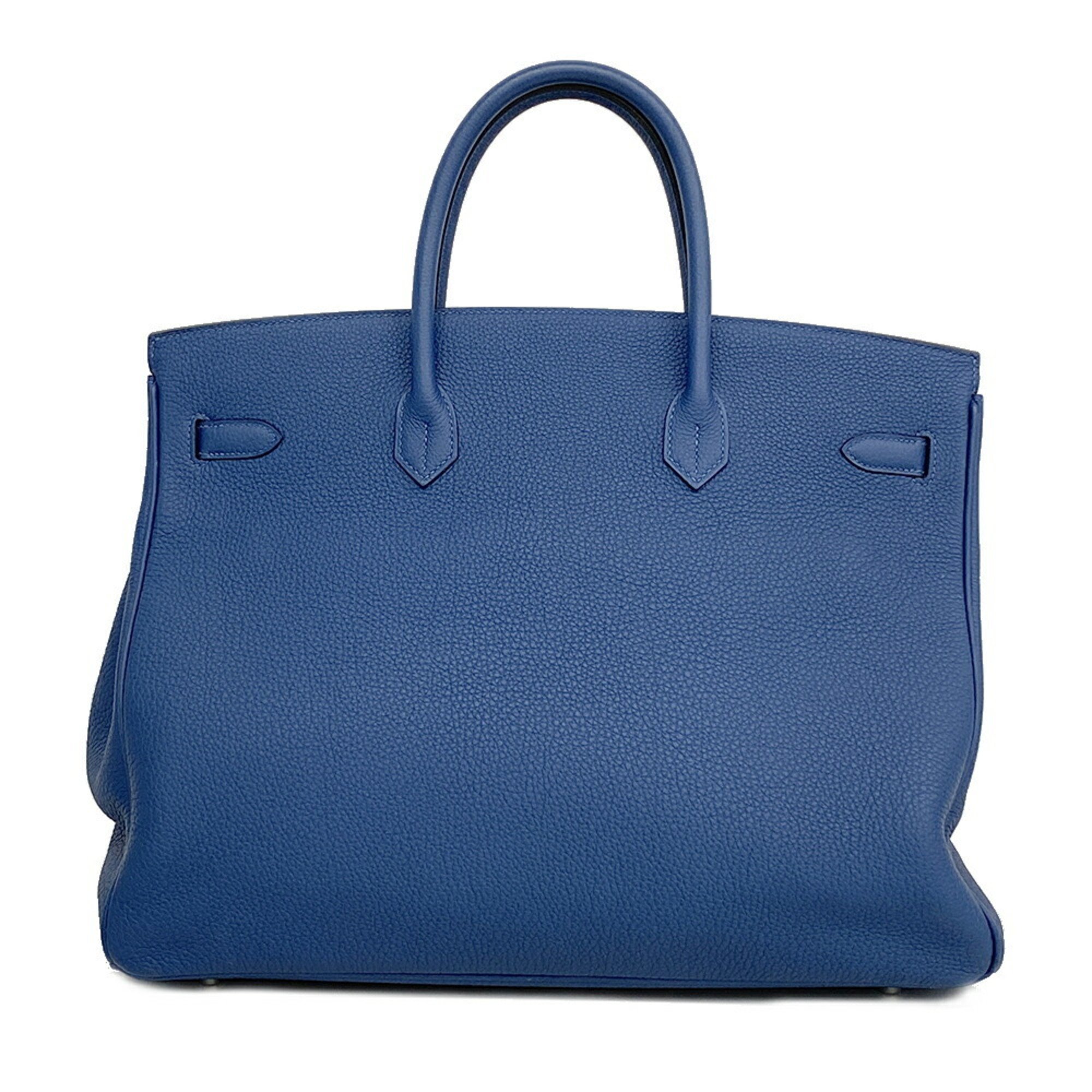 Hermes Handbag Birkin 40 D Engraved Togo Blue de Malte Men's Women's