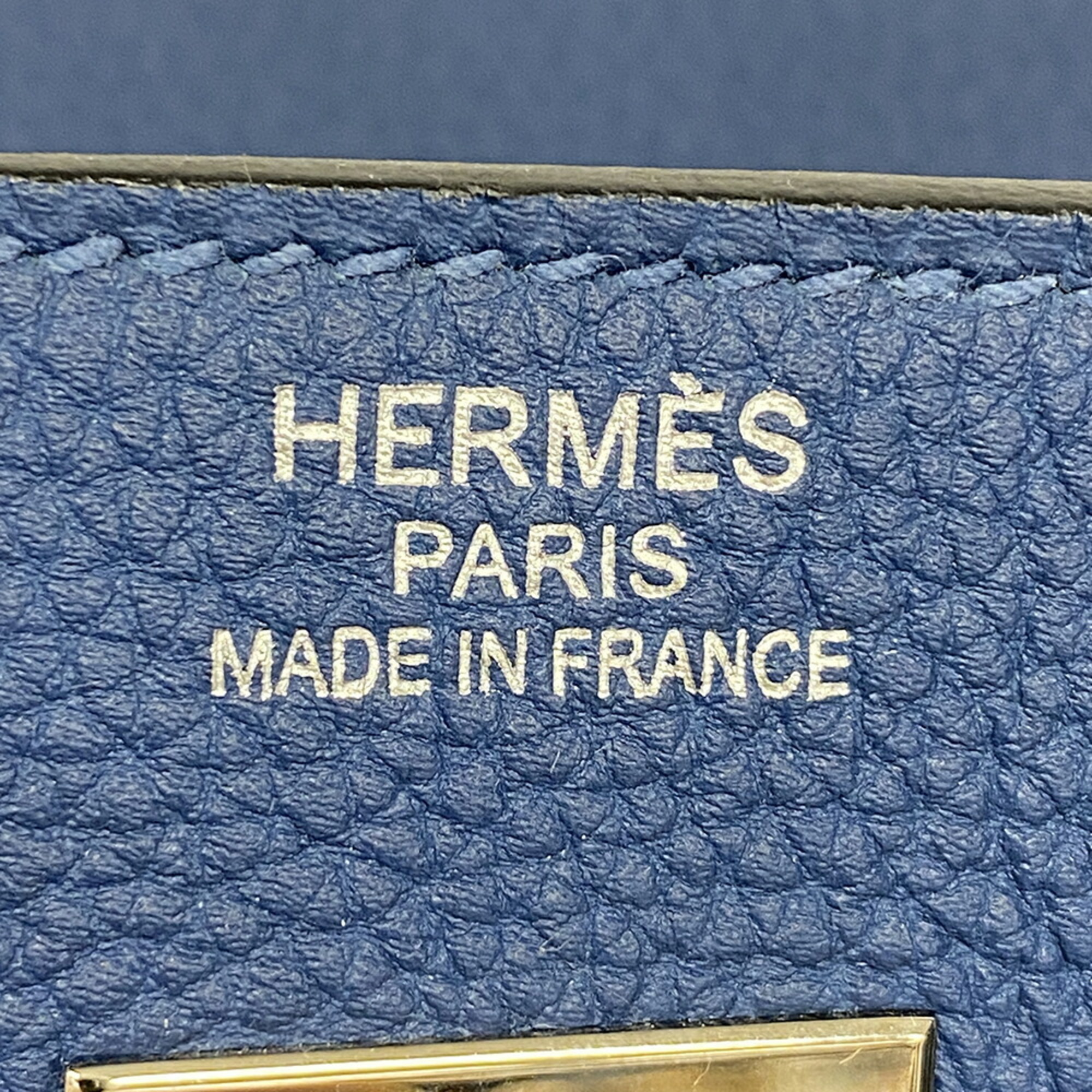 Hermes Handbag Birkin 40 D Engraved Togo Blue de Malte Men's Women's