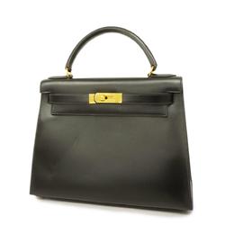Hermes Handbag Kelly 28 〇W Engraved Box Calf Black Ladies