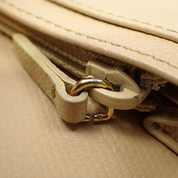 Chanel Bifold Long Wallet Women's Beige Leather Coco Mark Button A2230310
