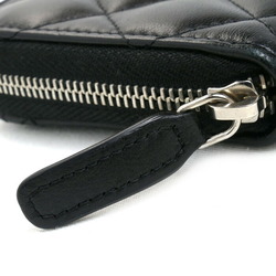 CHANEL Matelasse Small Zip Wallet Long Round Compact Black AP0226 Women's
