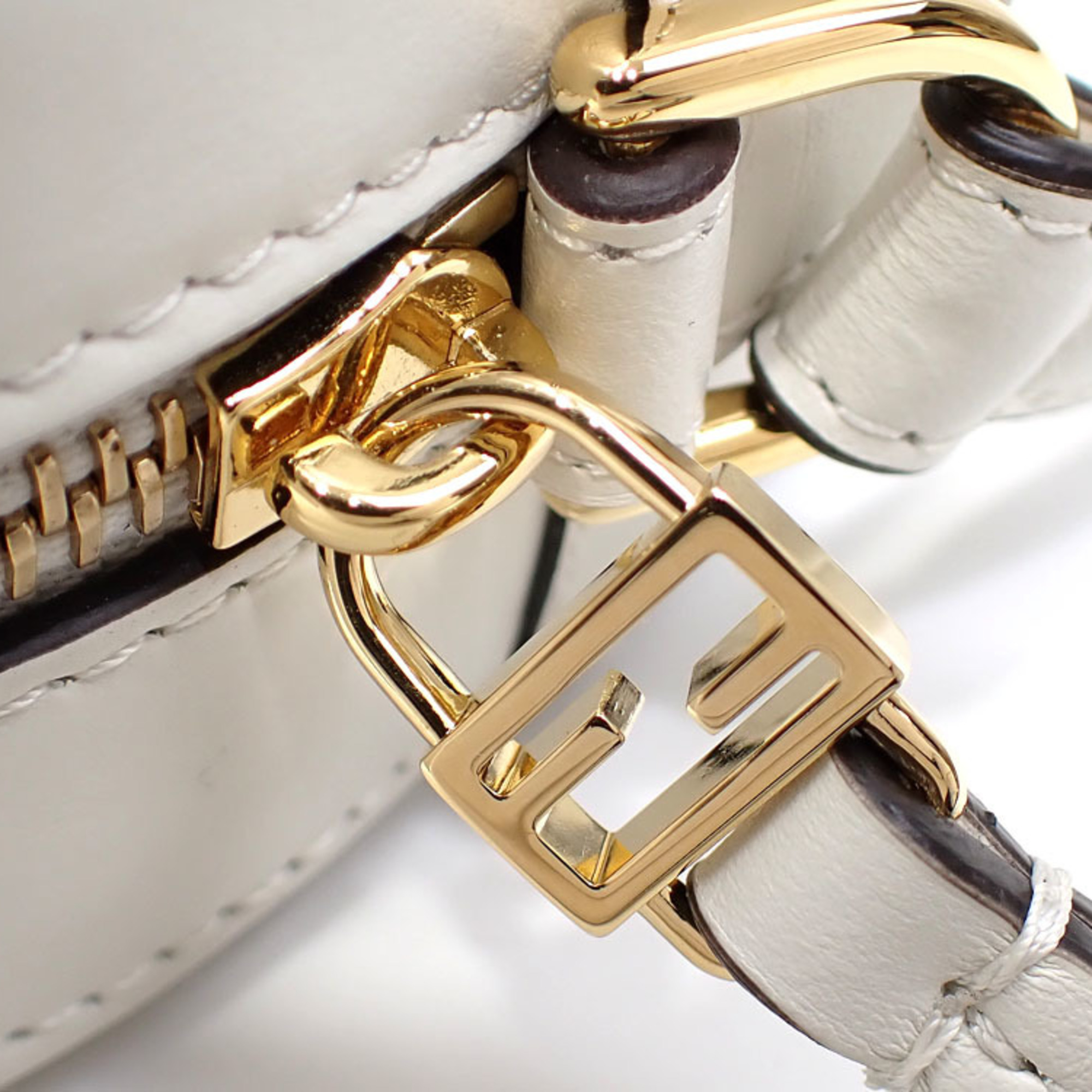 Fendi Shoulder Bag Camera Case Women's White Leather 8BS077 A6046772