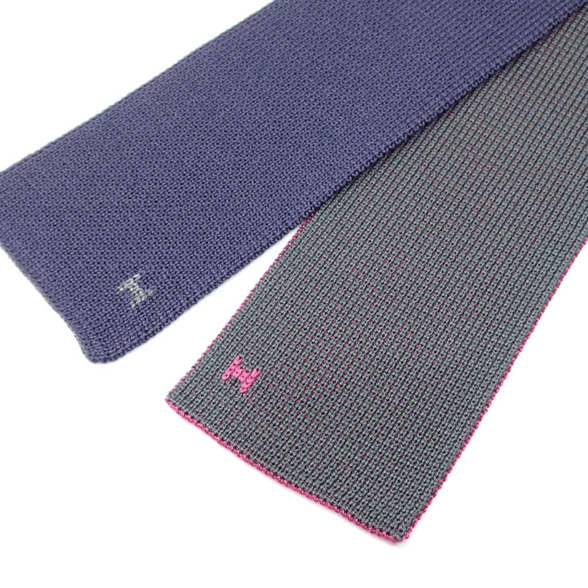 Hermes Necktie Men's Square End Silk Pink Gray Navy Reversible 042017