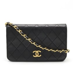 CHANEL Chanel Matelasse Coco Mark Shoulder Bag Chain Pochette Leather Black A03571