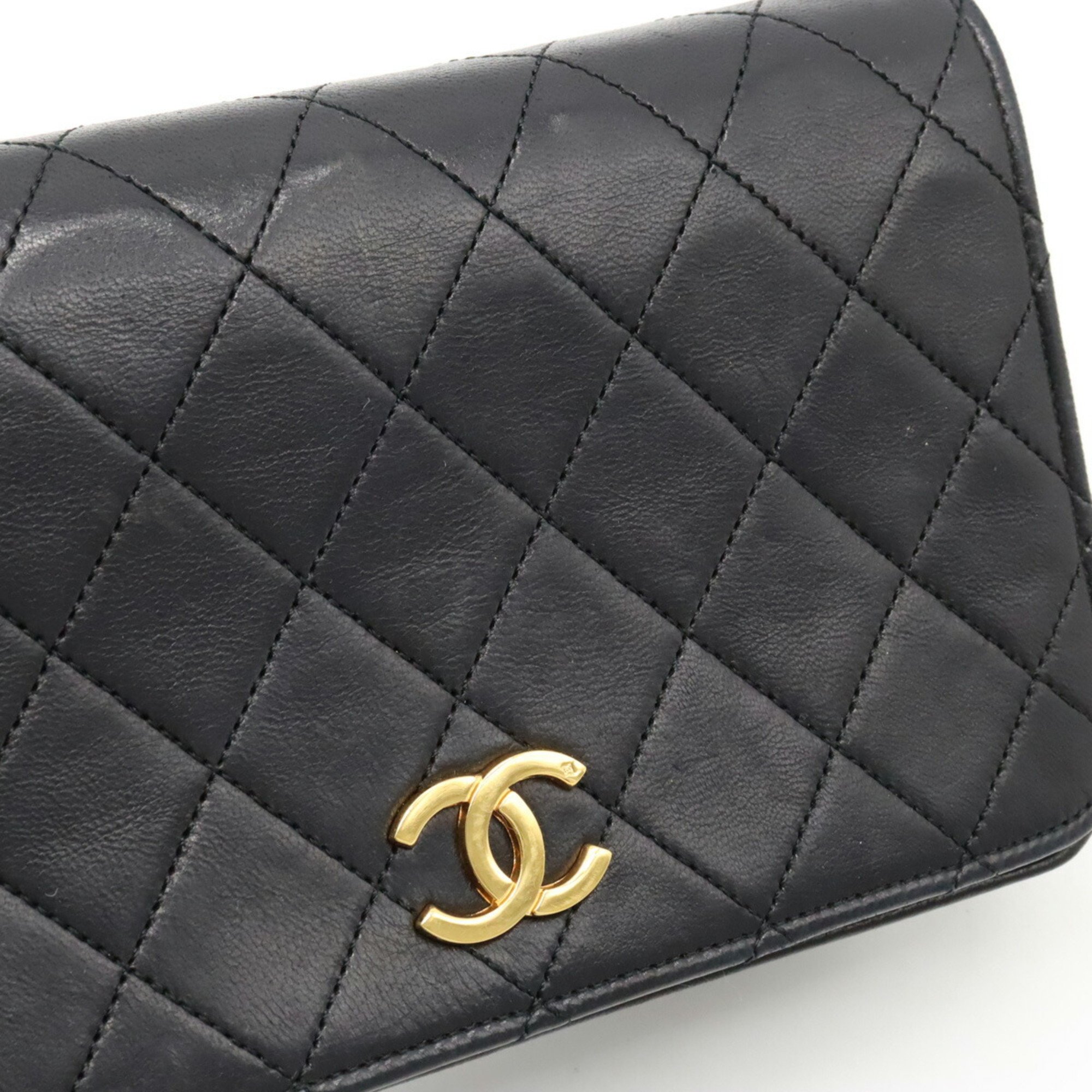 CHANEL Chanel Matelasse Coco Mark Shoulder Bag Chain Pochette Leather Black A03571