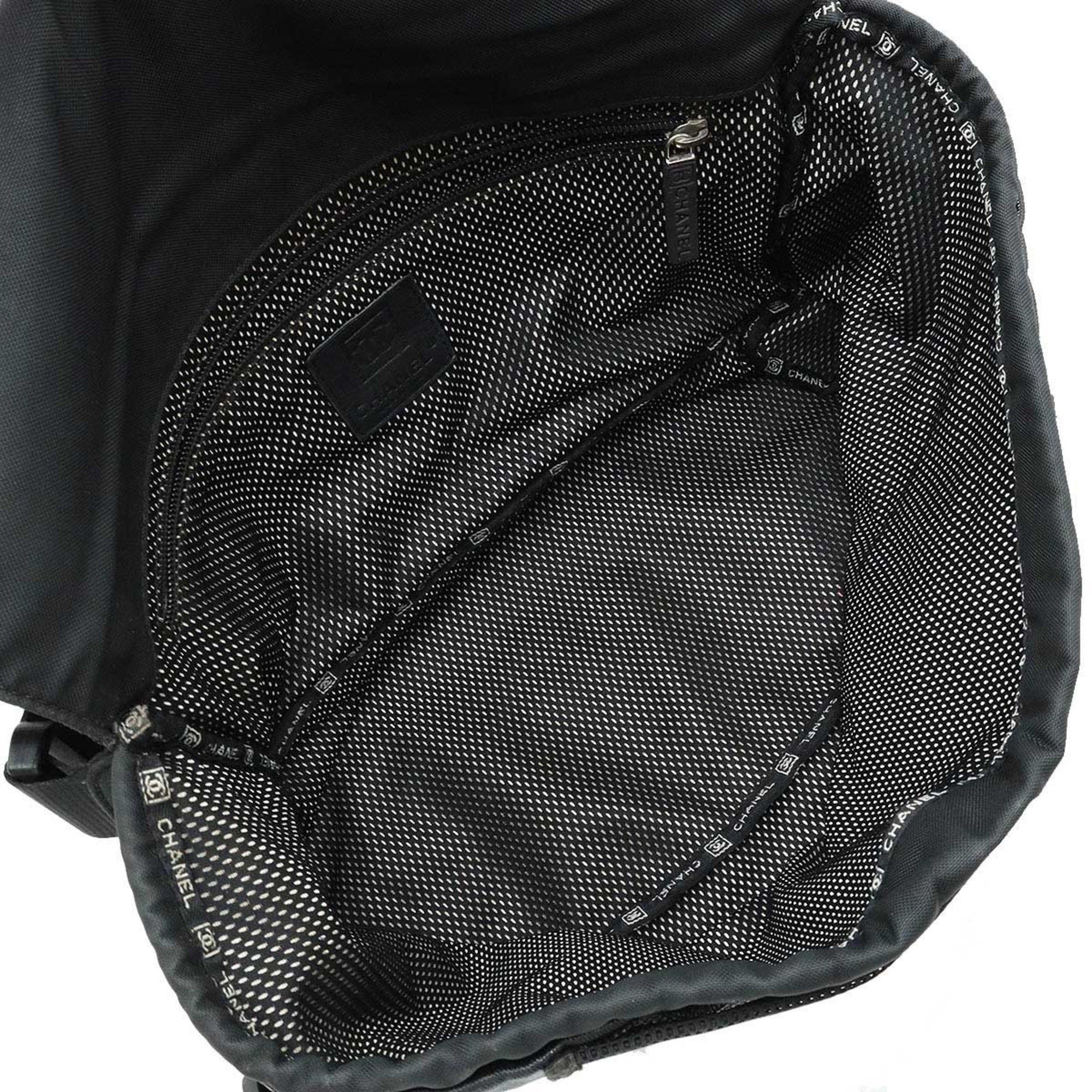 CHANEL Sports Line Coco Mark Shoulder Bag Coated Canvas Black A35976