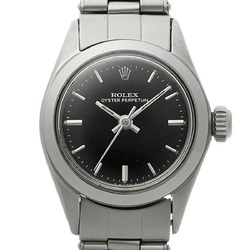 ROLEX Oyster Perpetual 6618 Women's SS Watch Automatic Winding Black Dial