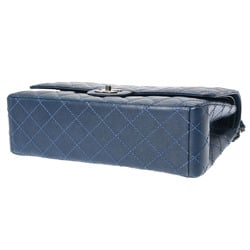 CHANEL Big Matelasse 34cm Chain Shoulder Dark Blue Tone A58601 Women's Caviar Skin Bag