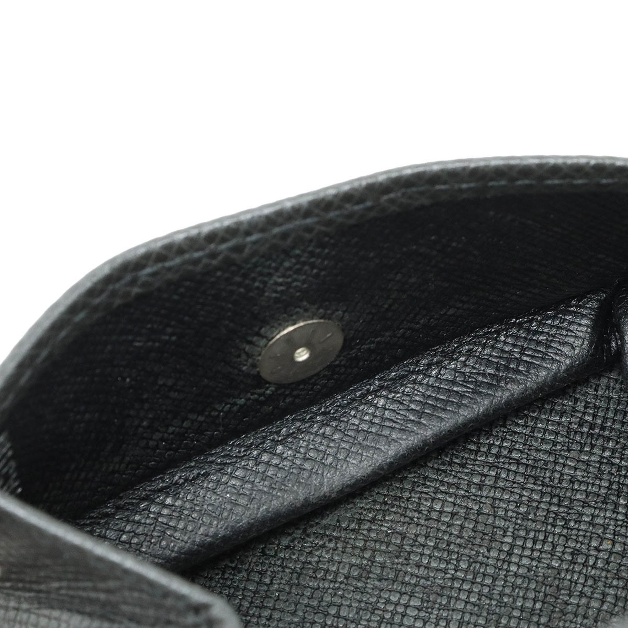 LOUIS VUITTON Louis Vuitton Taiga Portomone Boite Coin Case Purse Leather Calf Ardoise Black M30382