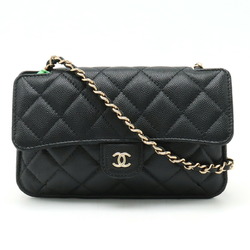 CHANEL Chanel Matelasse Caviar Skin Coco Mark Eco Bag Tote Chain Shoulder Nylon Leather Black Multicolor AP2095