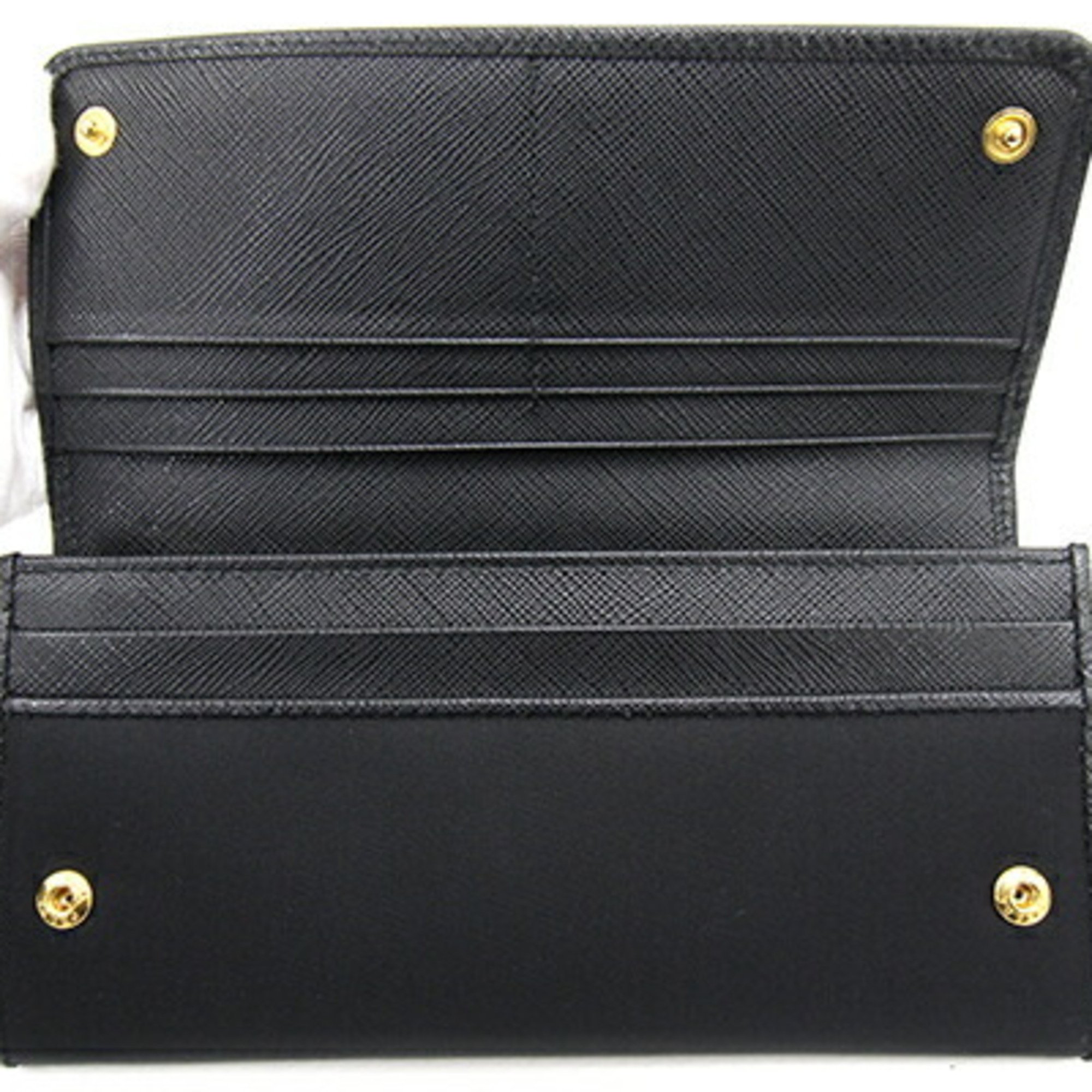 PRADA Bifold Long Wallet 1MH132 Black Nylon Leather Card Ladies