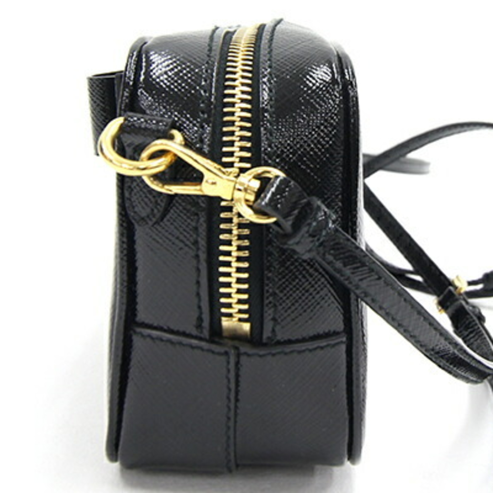 Prada Shoulder Bag 1N1674 Black Leather Pochette Ribbon Pouch Ladies PRADA