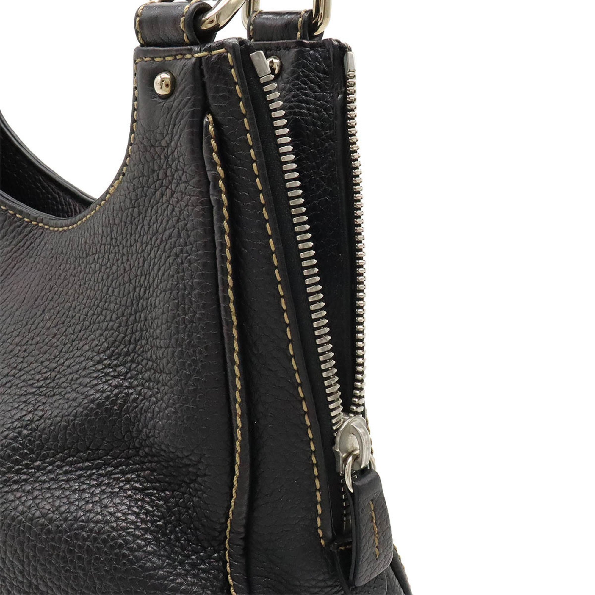 CHANEL Tassel Handbag Shoulder Bag Leather Black A23055