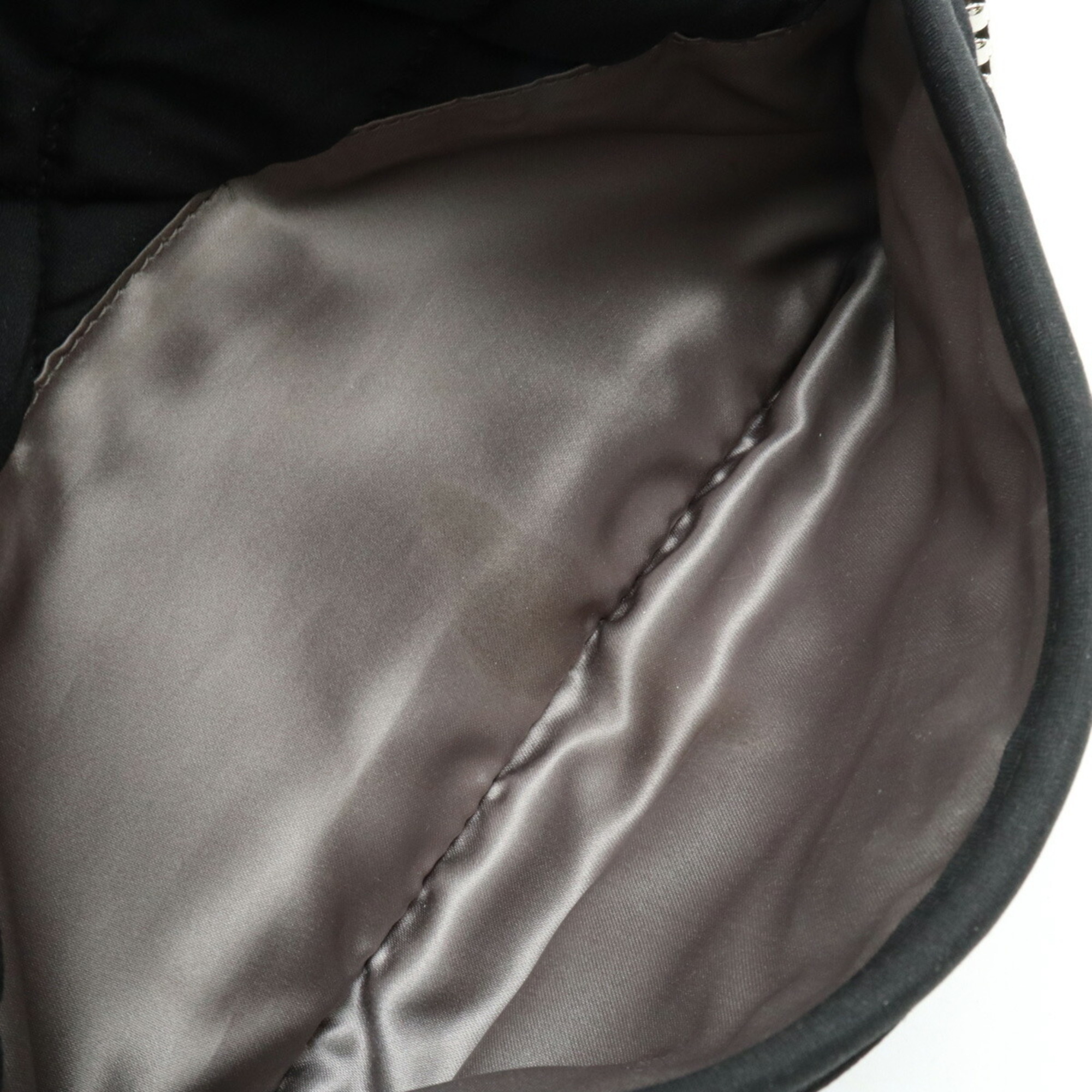 CHANEL Bubble Quilt Chain Shoulder Bag Cotton Jersey Black 6168