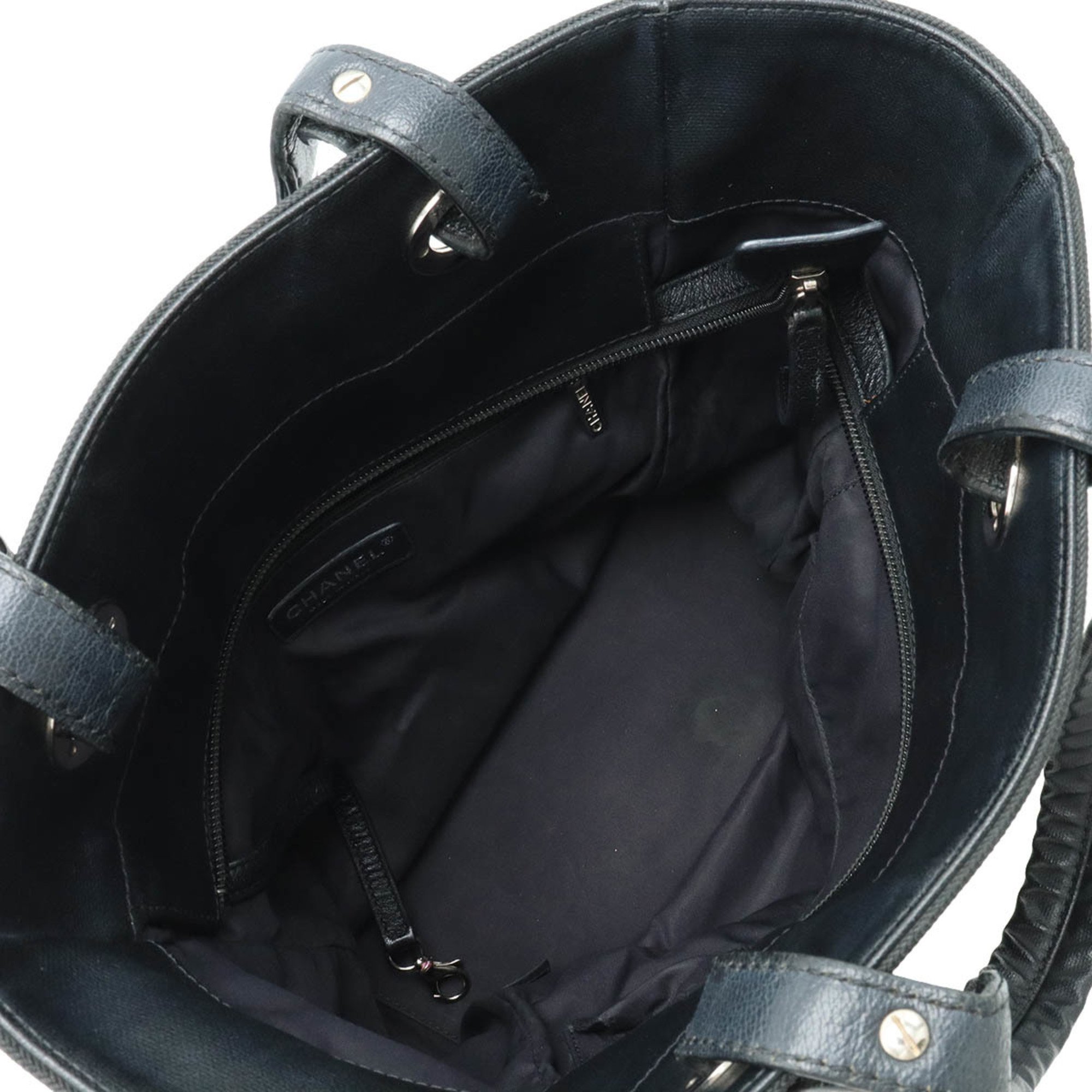 CHANEL Paris Biarritz Tote PM Bag Shoulder Coated Canvas Leather Black A34208