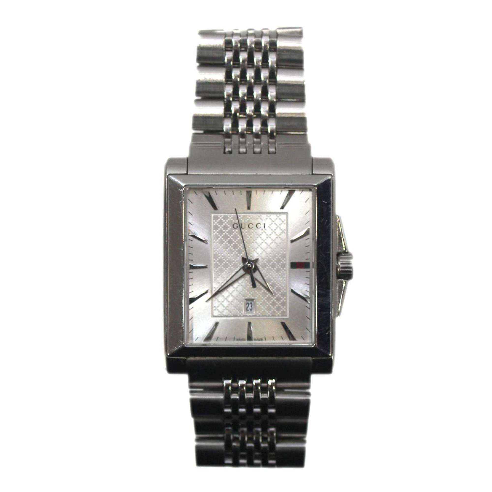 GUCCI G Timeless Rectangle Men's Watch Quartz Silver 138.4