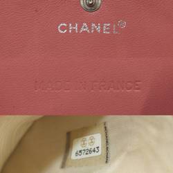 CHANEL Bi-fold wallet with sticker enameled leather pink 6572643