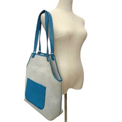 HERMES Jardine PM Shoulder Bag Apron Canvas x Leather Blue Jean Light Open Women's R112324001
