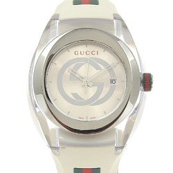 GUCCI sink watch 137.1 stainless steel x rubber quartz analog display silver dial men's I220823014