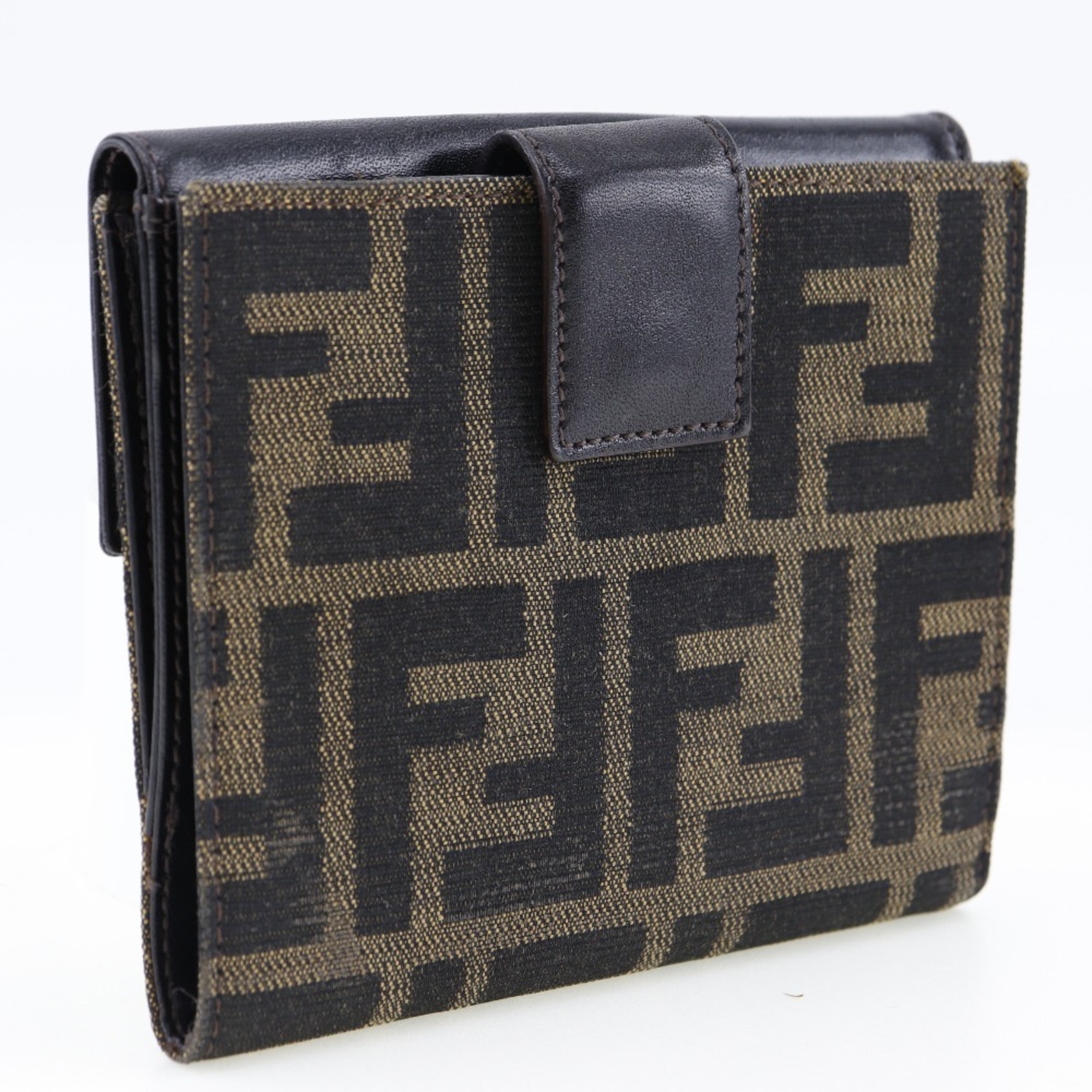 FENDI Bifold Wallet Canvas x Leather Snap Button Women's I120824105