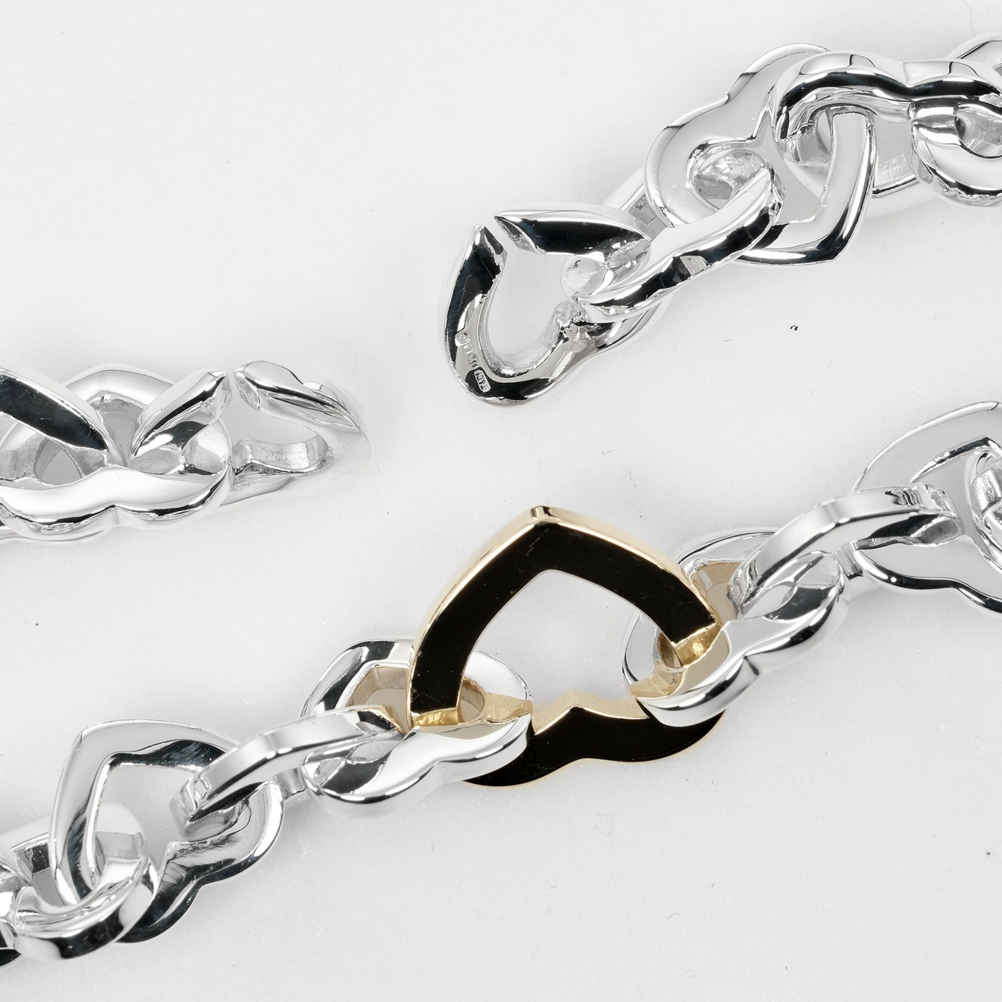 Tiffany TIFFANY&Co. Heart Link Necklace Choker Silver 925 K18 YG Yellow Gold I112223047