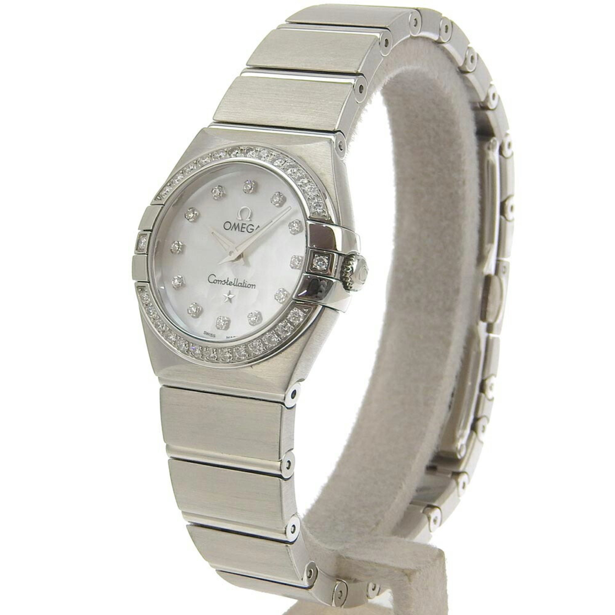 Omega OMEGA Constellation Watch Diamond Bezel 10P 123.15.24.60.55.001 Stainless Steel x Quartz Analog Display White Shell Dial Women's I220823046