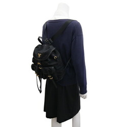 Prada Backpack BZ677 Black Nylon Leather Rucksack Knapsack Ladies PRADA