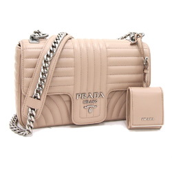 Prada Shoulder Bag Diagram 1BD108 Pink Beige Leather Chain Quilted Ladies PRADA