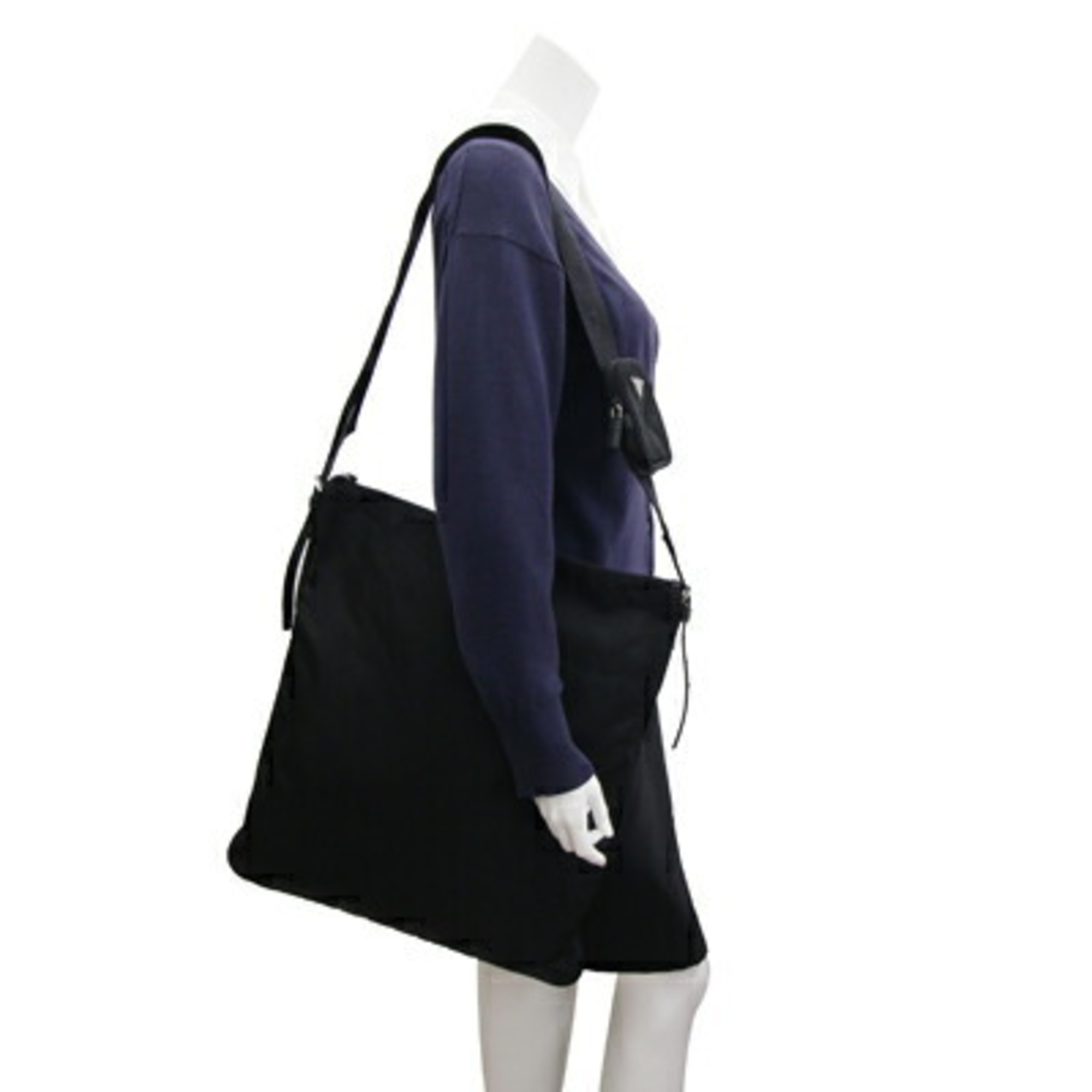 Prada shoulder bag 2VH123 black nylon leather no gusset men's PRADA