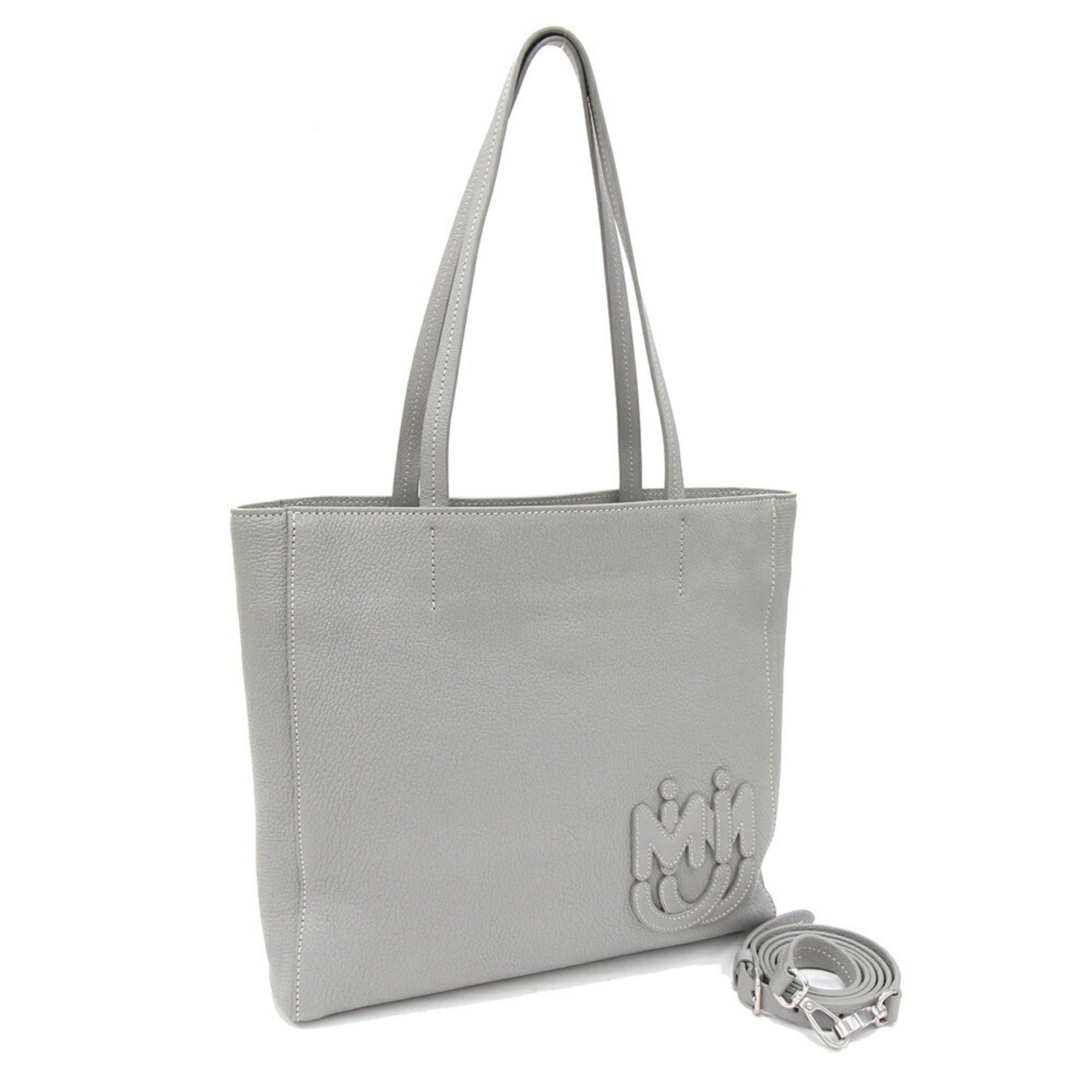 Miu Miu Miu Tote Bag 5BG226 Gray Leather Shoulder Ladies MIUMIU