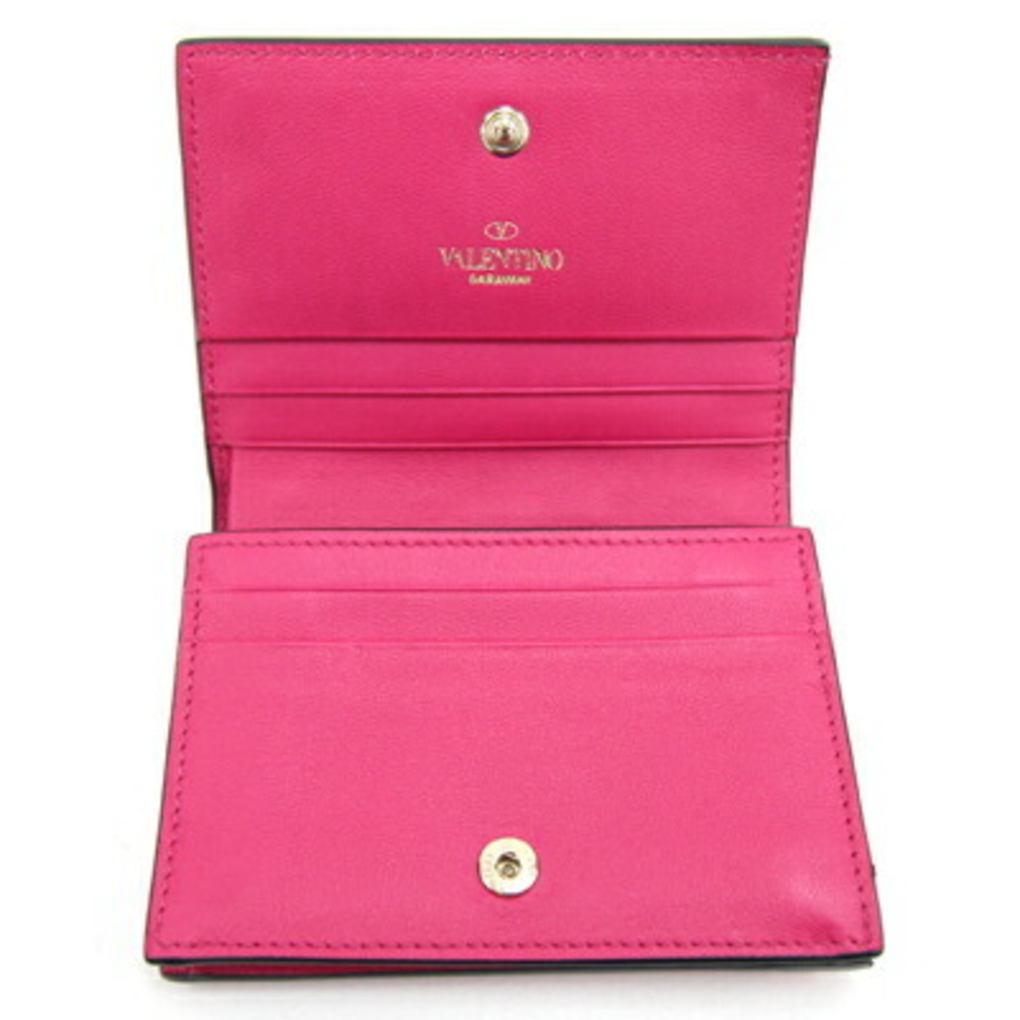 Valentino Bifold Wallet Rockstuds PW2P0P39 Pink Leather Compact Studs Small Ladies VALENTINO