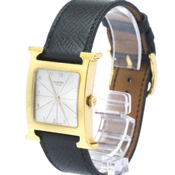 HERMES H Watch Gold Plated Leather Quartz Mens Watch HH1.501 BF569965