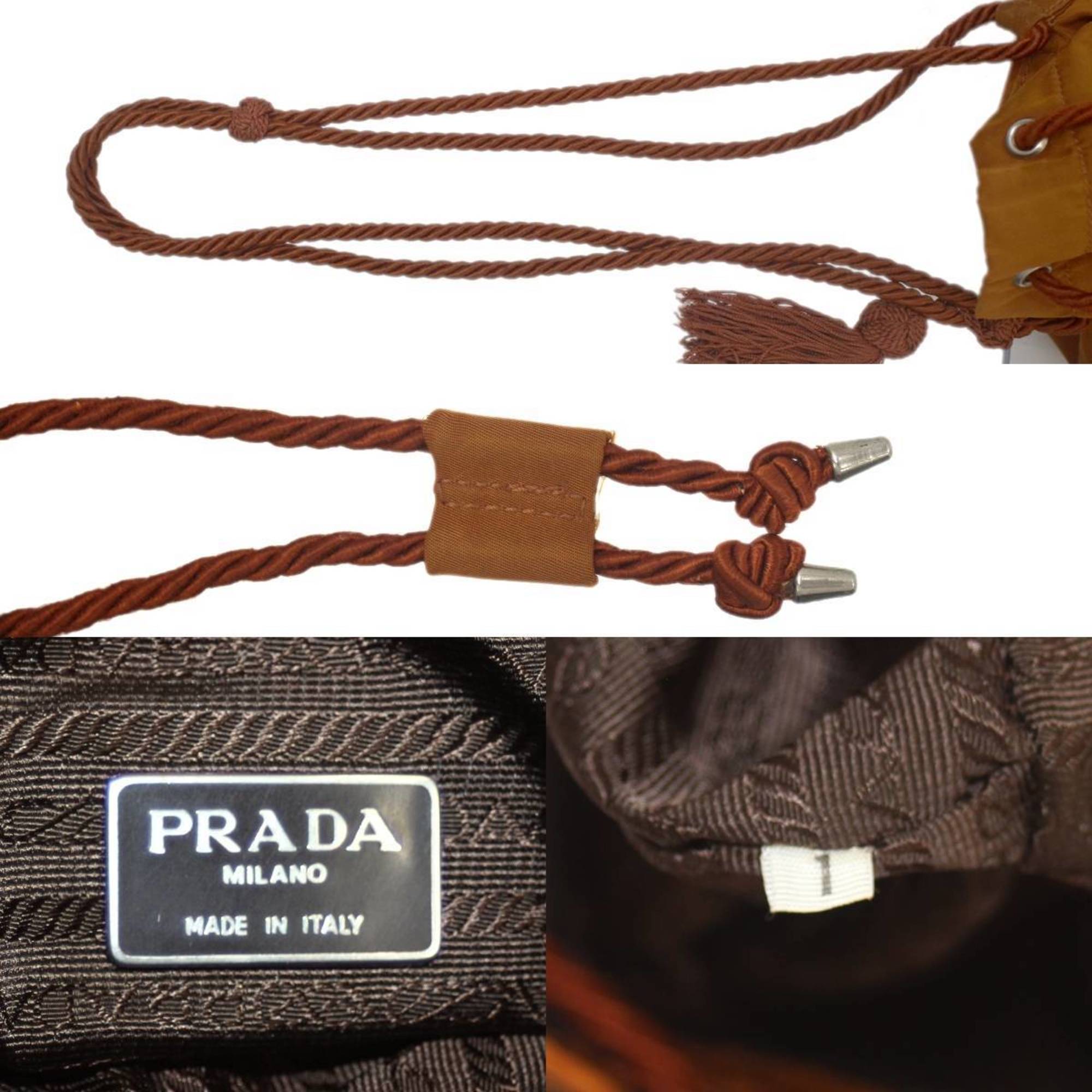 PRADA shoulder bag nylon light brown