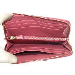 PRADA Prada round zip long wallet Safano pink leather