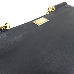 Dolce & Gabbana Handbag BB5010 Black Leather Women's Leopard Print DOLCE&GABBANA