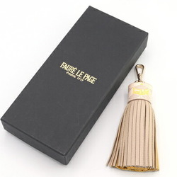 FAURE LE PAGE Keychain Beige Ivory Yellow Leather PVC Key Ring Bag Charm Tassel Ladies