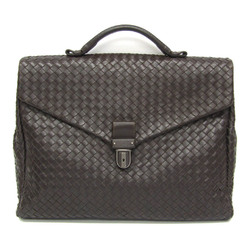 Bottega Veneta Intrecciato 113095 Men's Leather Briefcase Dark Brown
