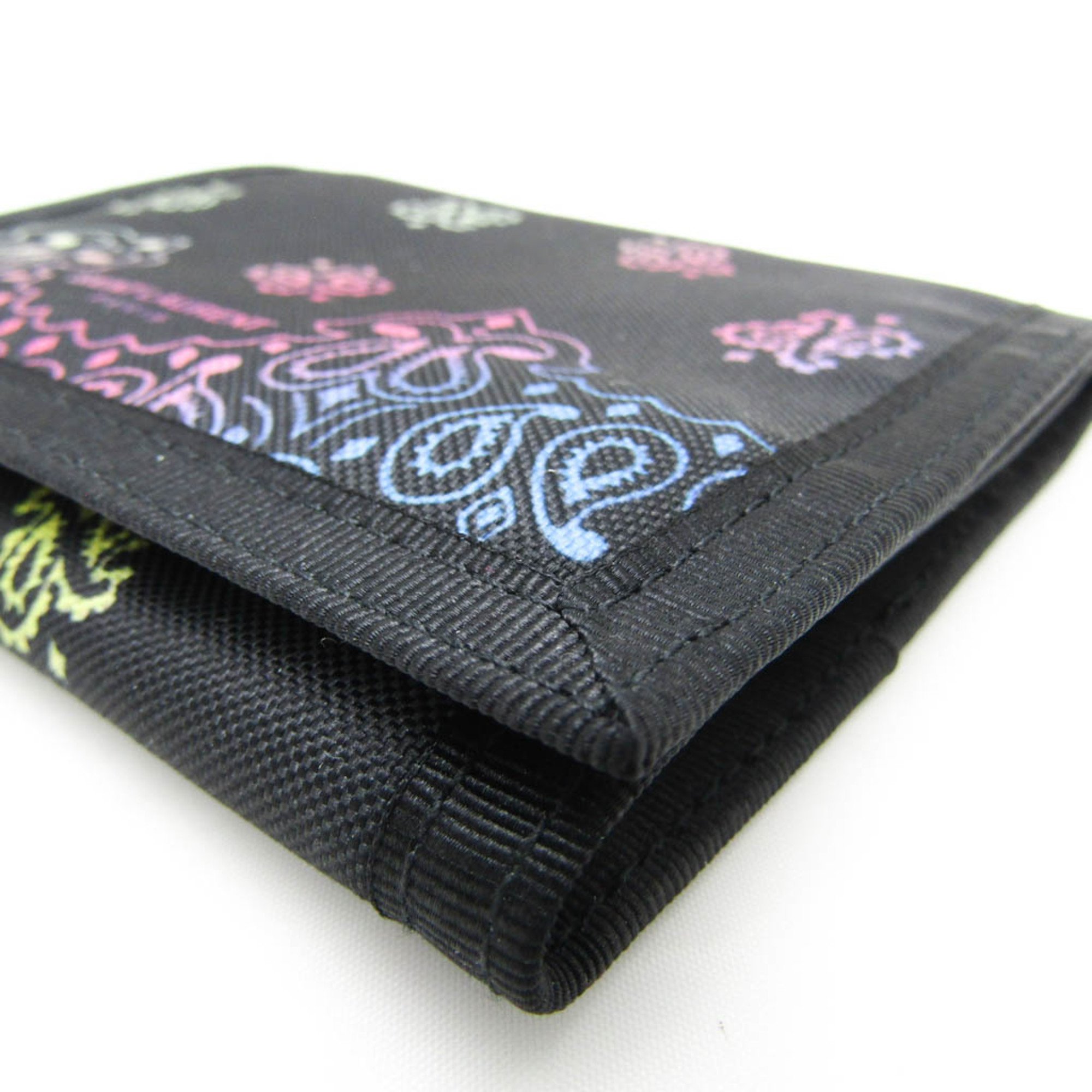 Saint Laurent Buffalo Black Nylon Bandana Trifold Wallet 556417 Men,Women Nylon,Polyester Wallet (tri-fold) Black,Multi-color