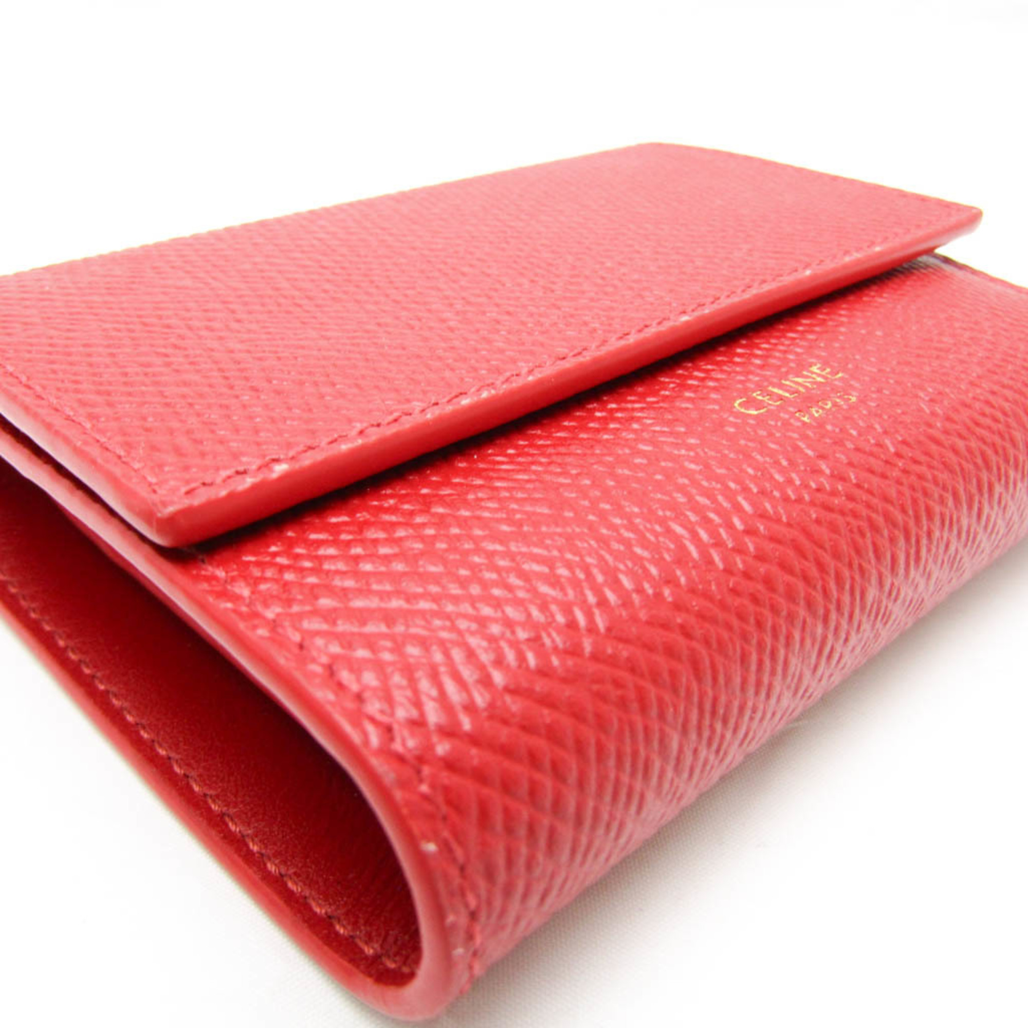 Celine SMALL TRIFOLD WALLET 10B573BEL Women's Leather Wallet (tri-fold) Red Color