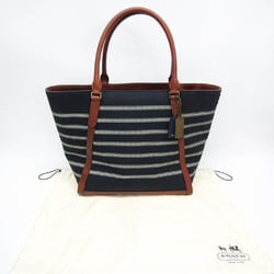 Coach COACH×Saint James 70902 Women,Men Canvas,Leather Tote Bag Brown,Navy