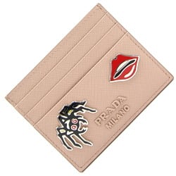 PRADA Card Case 1MC025 Beige Leather Pass Business Holder Ladies