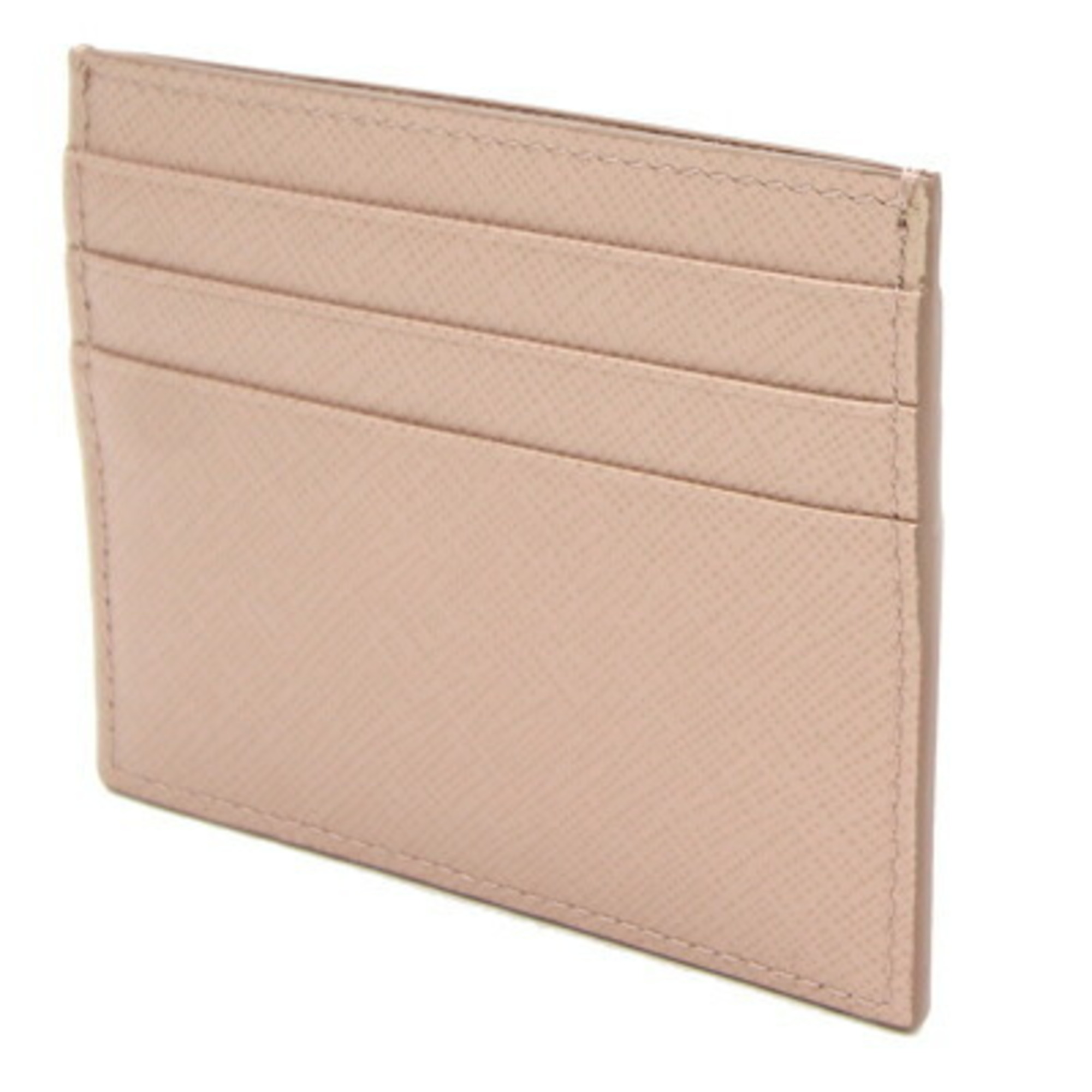 PRADA Card Case 1MC025 Beige Leather Pass Business Holder Ladies